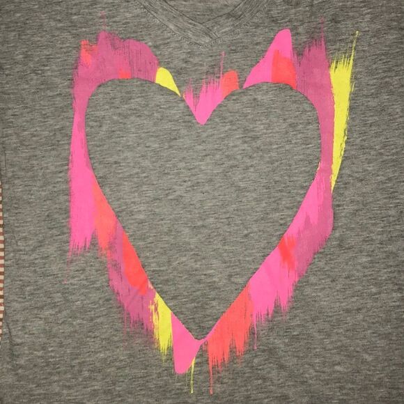 🌻Xhilartion sleepwear pj shirt sleeve grey heart paint splatter design top - Picture 2 of 4